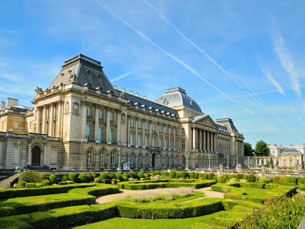 The Royal Palace in center of Brussels, view from Place des Palais, Belgium