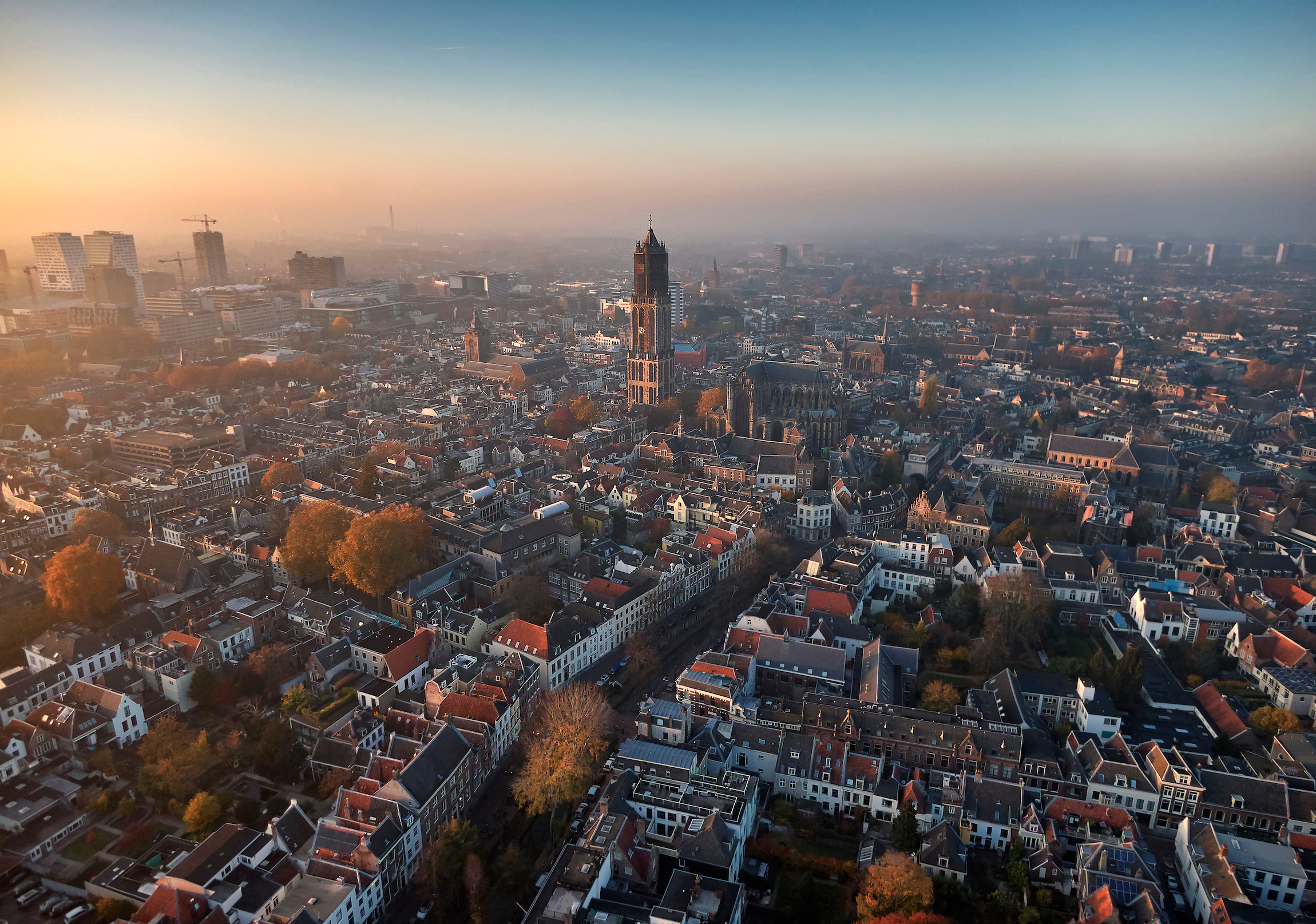 Widok z lotu ptaka na centrum Utrechtu